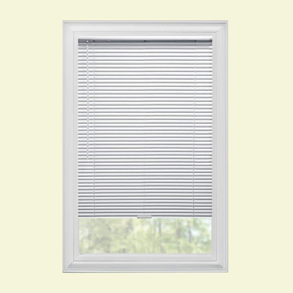 White Cordless Room Darkening Vinyl Mini Blinds with 1 in. Slats-31 in. W x 48 in. L (Actual Size 30.5 in. W x 48 in. L)
