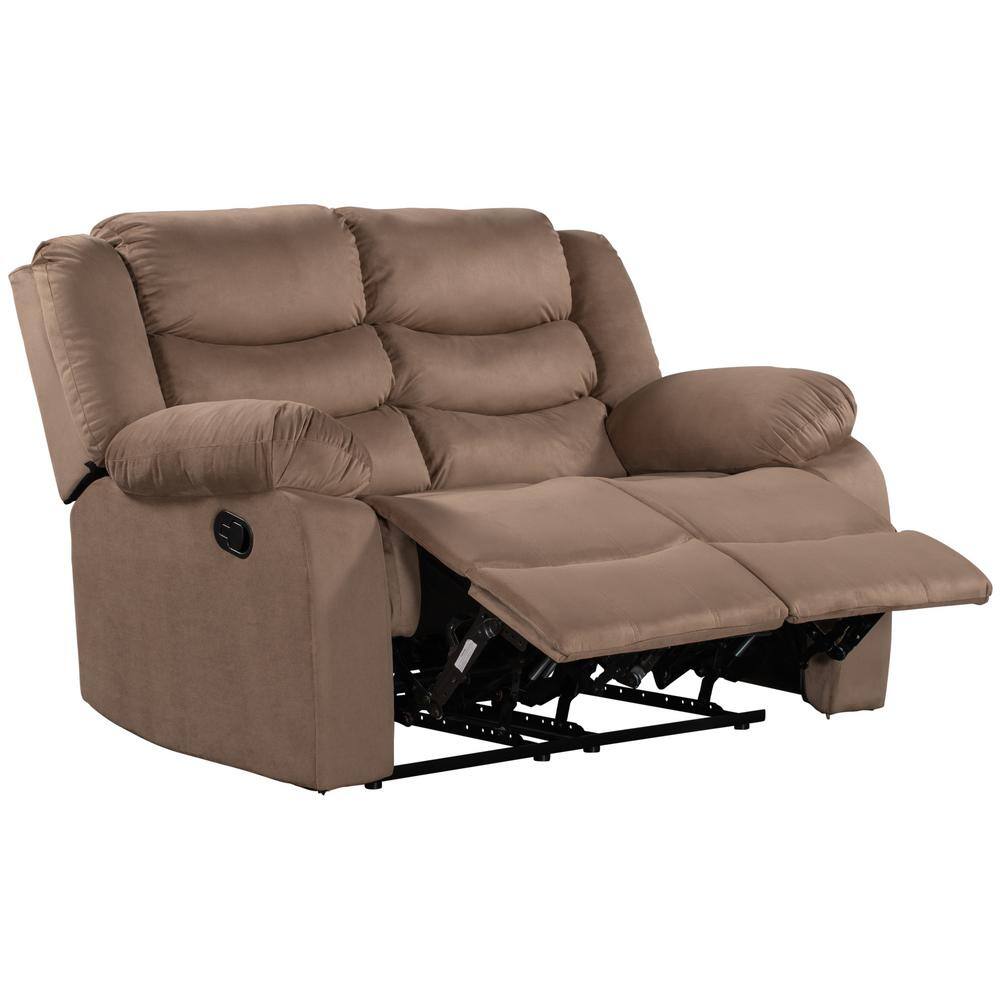 Polibi 57.00 In. W Brown Velvet Upholstered 2-seat Loveseat, Home 