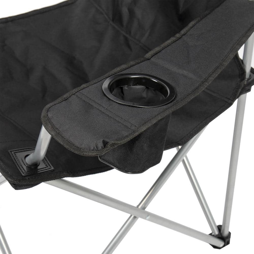 Black Heated Deluxe Folding Camp Chair with Steel Frame