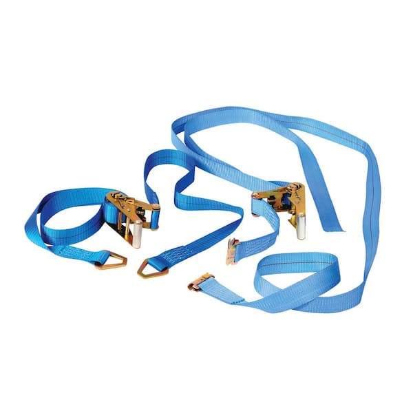 Vestil 16 ft. Blue Nylon Ratchet Strap/Belt with Triangle Hook for Machinery/Vending Machine Lift Models