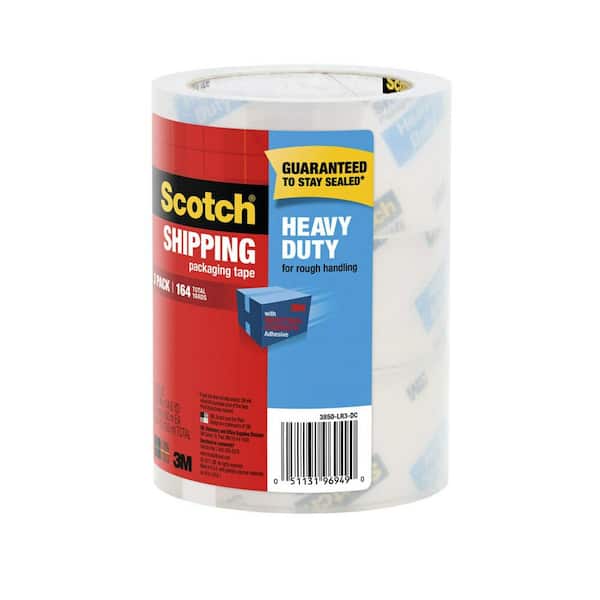 SCOTCH 3850-8 PACKING TAPE REFILL HEAVY DUTY 1.88 INCH x 54.6 YARD CLEAR 8 ROLLS 