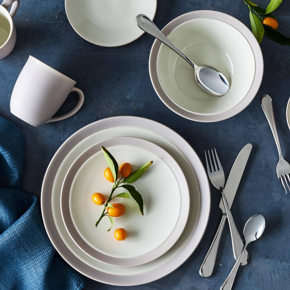 Sand Ceramic 4-Piece Breakfast Bowl and Plate Set
