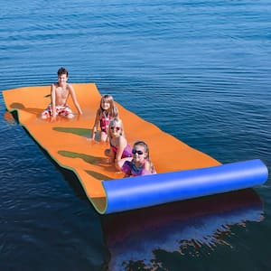 Orange 12 ft. x 6 ft. Vinyl Foam Floating Floats 3-Layer XPE Water Pad for Adults Outdoor Water Activities
