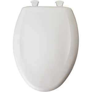 Soft Close Elongated Plastic Closed Front Toilet Seat in Euro White Removes for Easy Cleaning and Never Loosens