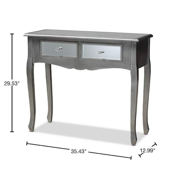 Baxton Studio Leonie 36 in. Silver Rectangle Wood Console Table