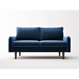 Vivo 57.8 in. Space Blue Velvet 2-Seater Loveseat with Removable Cushions