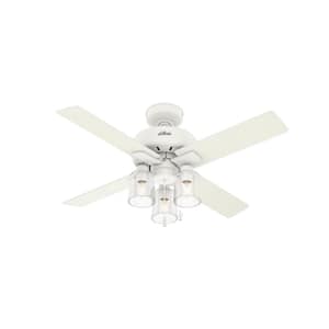 Pelston 44 in. LED Indoor Matte White Ceiling Fan with Light Kit