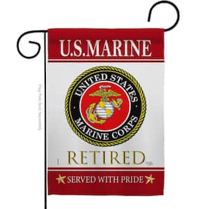 13 in. x 18.5 in. US Marine Retired Garden Flag Double-Sided Readable Both Sides Armed Forces Marine Corps Decorative