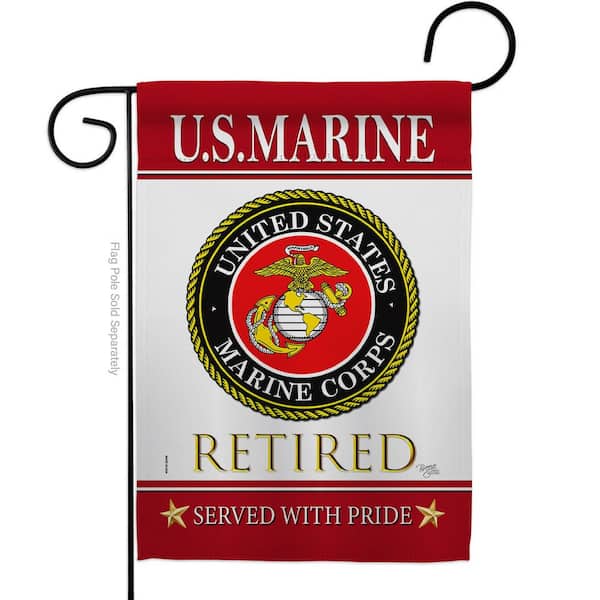 Breeze Decor 13 in. x 18.5 in. US Marine Retired Garden Flag Double-Sided Readable Both Sides Armed Forces Marine Corps Decorative
