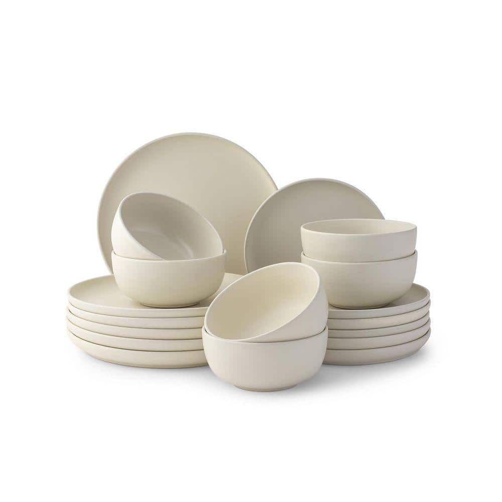 JoyJolt 18-Pieces Stoneware Dinnerware Set-Linen JT10120 - The