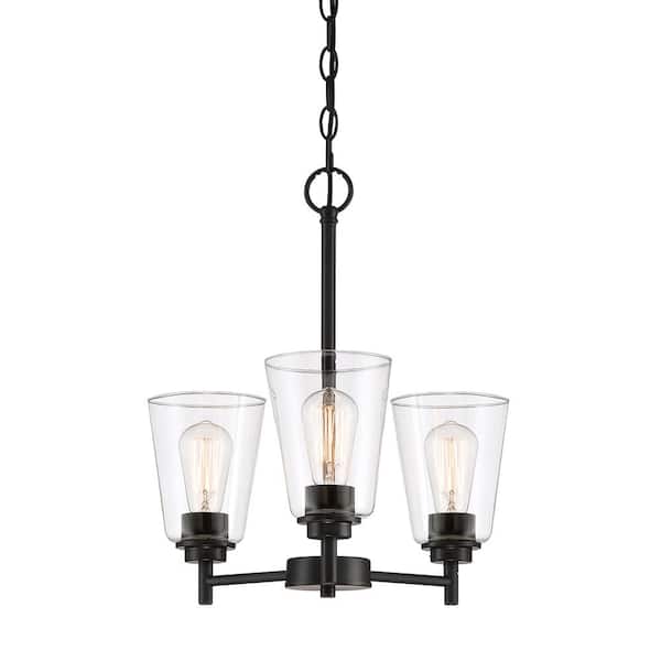 Designers Fountain Westin 3-Light Matte Black Industrial Sputnik Chandelier for Dining Areas with No Bulbs Included