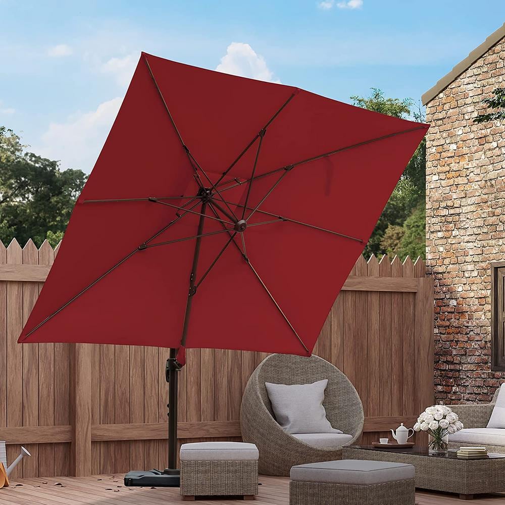 SUNRINX 9 ft. x 12 ft. Offset Cantilever Aluminum Rectangular Hanging Umbrella MG3056HW The