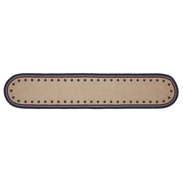 My Country 12 in. W x 60 in. L Navy Geometric Stars Cotton Blend Oval Table Runner