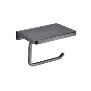 Bagno Bianca Stainless Steel Toilet Paper Holder with Black Glass Shelf in Gun Metal