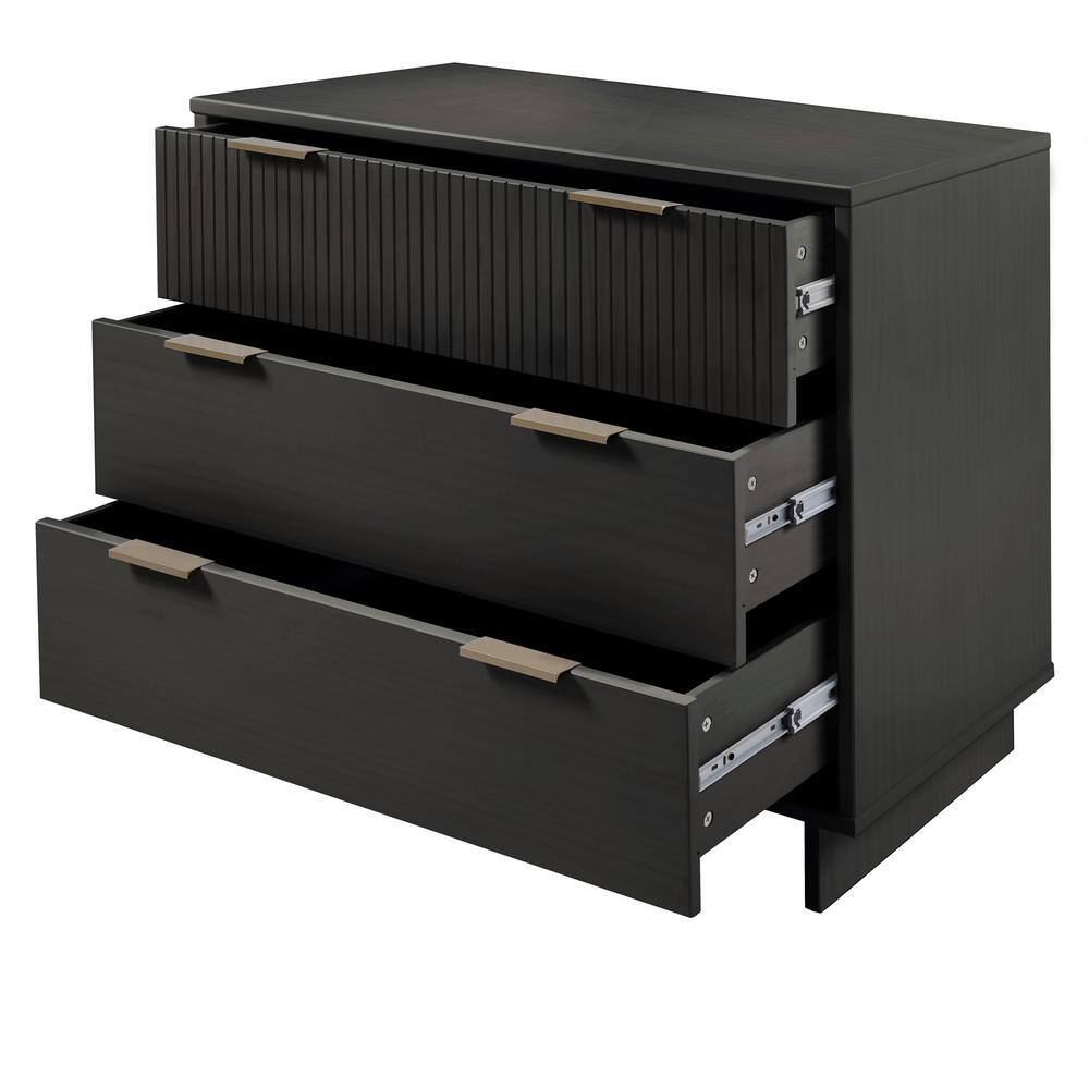 Granville Dark Grey Modern 3-Drawer Dresser with Soft Close