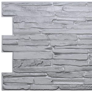 3D Falkirk Retro 1/100 in. x 39 in. x 20 in. Grey Faux Flagstone PVC Decorative Wall Paneling (10-Pack)