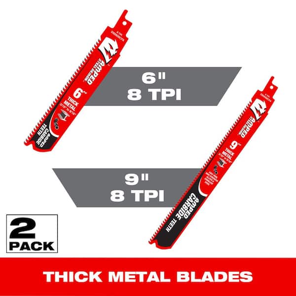 DIABLO 6 in. & 9 in. 8 TPI Steel Demon AMPED Carbide Reciprocating Saw Blades for Thick Metal Cutting (2-Pack)