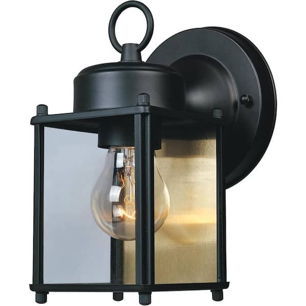 FAWEY TRED INC Outdoor Light Fixture 8 in. Exterior Wall Mount Lantern Sconce, Clear Glass Porch Lights, Black