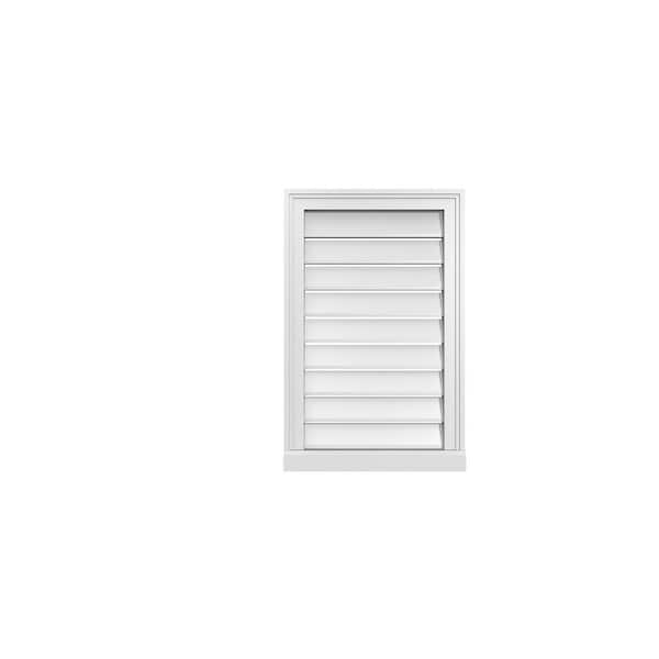 Ekena Millwork 18" x 28" Vertical Surface Mount PVC Gable Vent: Functional with Brickmould Sill Frame