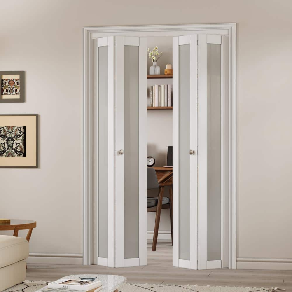 ARK DESIGN 48 in. x 80 in. 1-Lite Tempered Frosted Glass and Solid Core ...