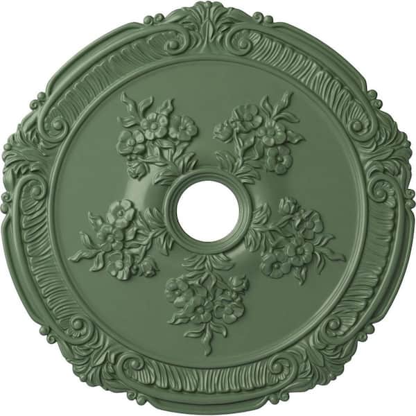 Ekena Millwork 1-1/2" x 26" x 26" Polyurethane Attica with Rose Ceiling, Hand-Painted Athenian Green