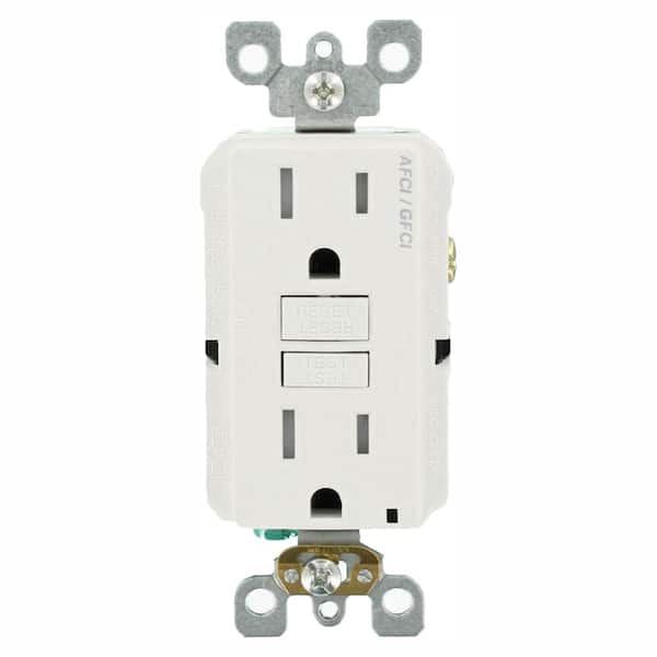 15 Amp 125-Volt Duplex Self-Test SmartlockPro Tamper Resistant AFCI/GFCI Dual Function Outlet, White (6-Pack)