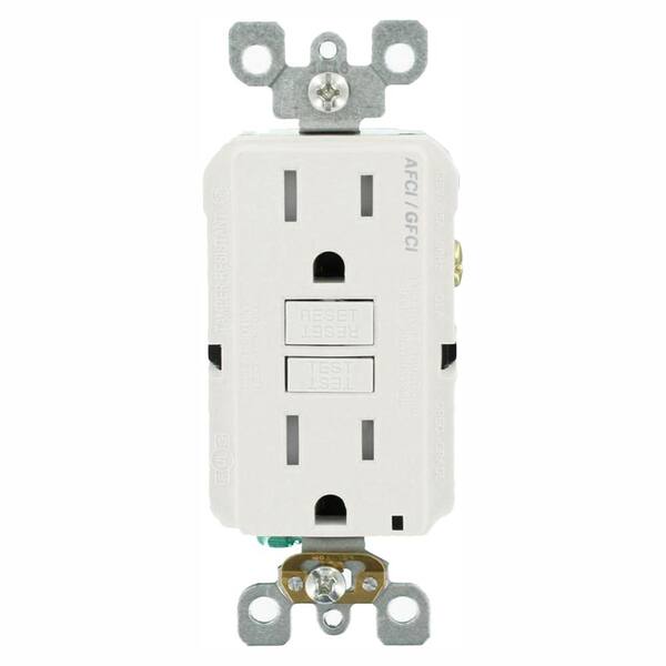 Leviton 15 Amp 125-Volt Duplex Self-Test SmartlockPro Tamper Resistant AFCI/GFCI Dual Function Outlet, White (6-Pack)