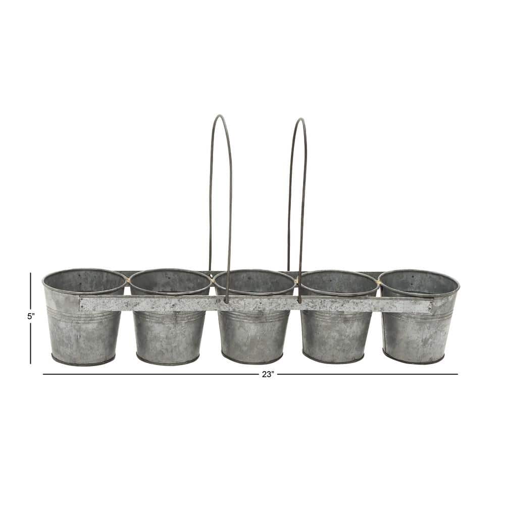 23" Gray Iron 5-Pail Farmhouse Planter with Arched Handles