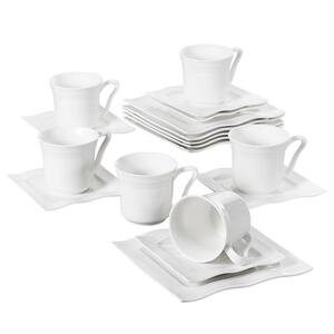 MALACASA Flora 18-Piece Marble Grey Porcelain Dinnerware Set with 6-Dessert  Plates,6-Cups and 6-Saucer (Service For 6) FLORA-18-GREY - The Home Depot