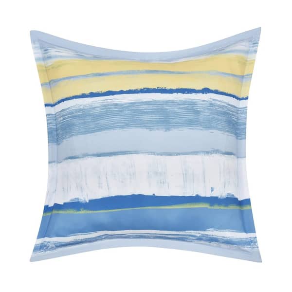 J QUEEN NEW YORK INC Seaside Blue Stripe Polyester Euro Sham 26 in. L x 26 in. W
