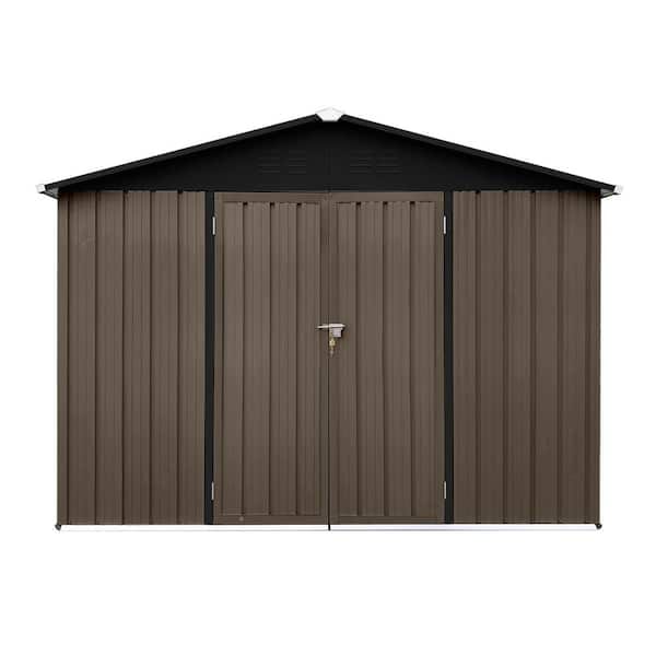 8 ft. W x 6 ft. D Brown Metal Shed with Double Door (48 sq. ft. )