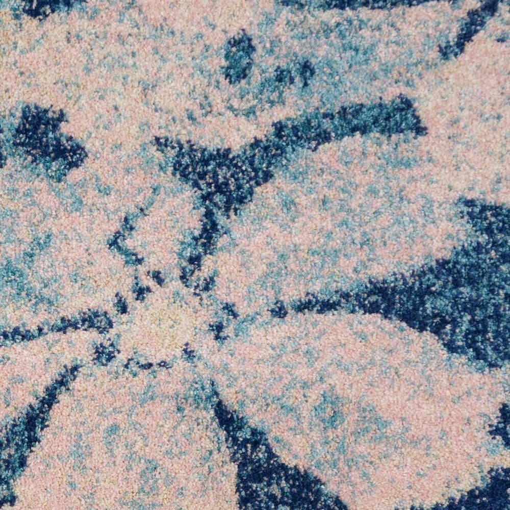 Navy Pink Floral Elegance Viscose 6' x 9' Area Rug