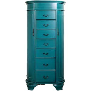 Daley Turquoise Jewelry Armoire 38 in. H x 16 in. W x 12.5 in. D with 7 Drawers