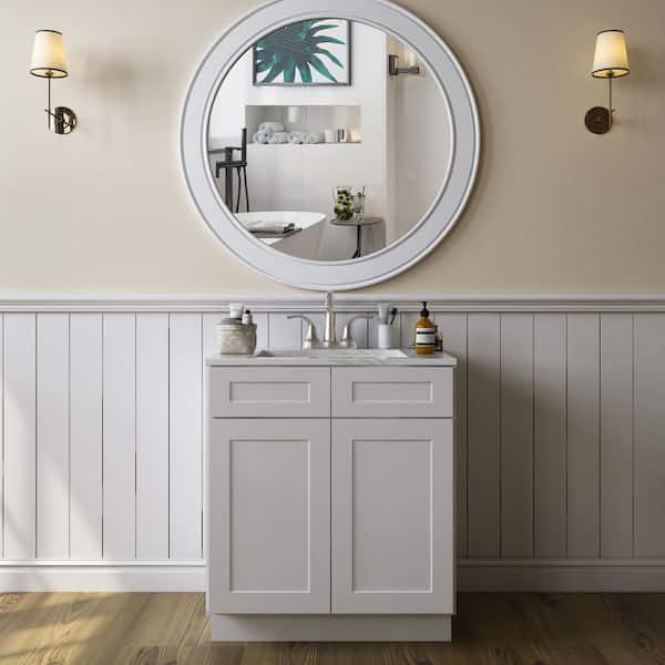 HOMEIBRO 30 in. W x 21 in. D x 34.5 in. H in Shaker Dove Plywood Ready to Assemble Floor Vanity Sink Base Kitchen Cabinet