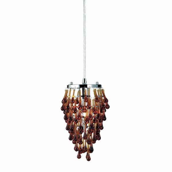 Eurofase Vidal Collection 1-Light Chrome and Amber Pendant