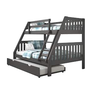 Grey Twin over Full Mission Bunk Bed with Twin Trundle