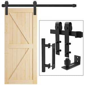 6.6 ft./79.2 in. J-shaped Sliding Single Barn Door Hardware Kit with Square Handle