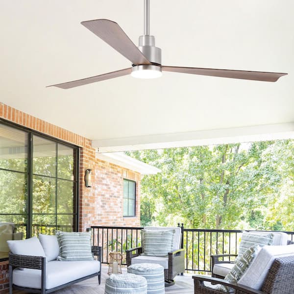 52 in. Indoor Integrated LED Brushed Nickel Ceiling Fan with Light and Remote Control