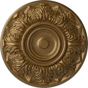 13 in. x 1-3/8 in. Whitman Urethane Ceiling Medallion (For Canopies upto 3-3/4 in.), Pale Gold