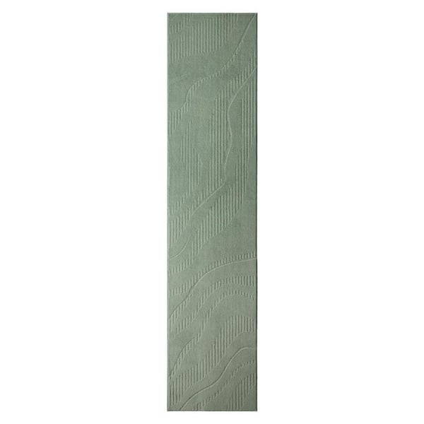 2 ft. x 7 ft. Sage Green Lane Painterly Wave Washable Indoor Polyester Runner Rug