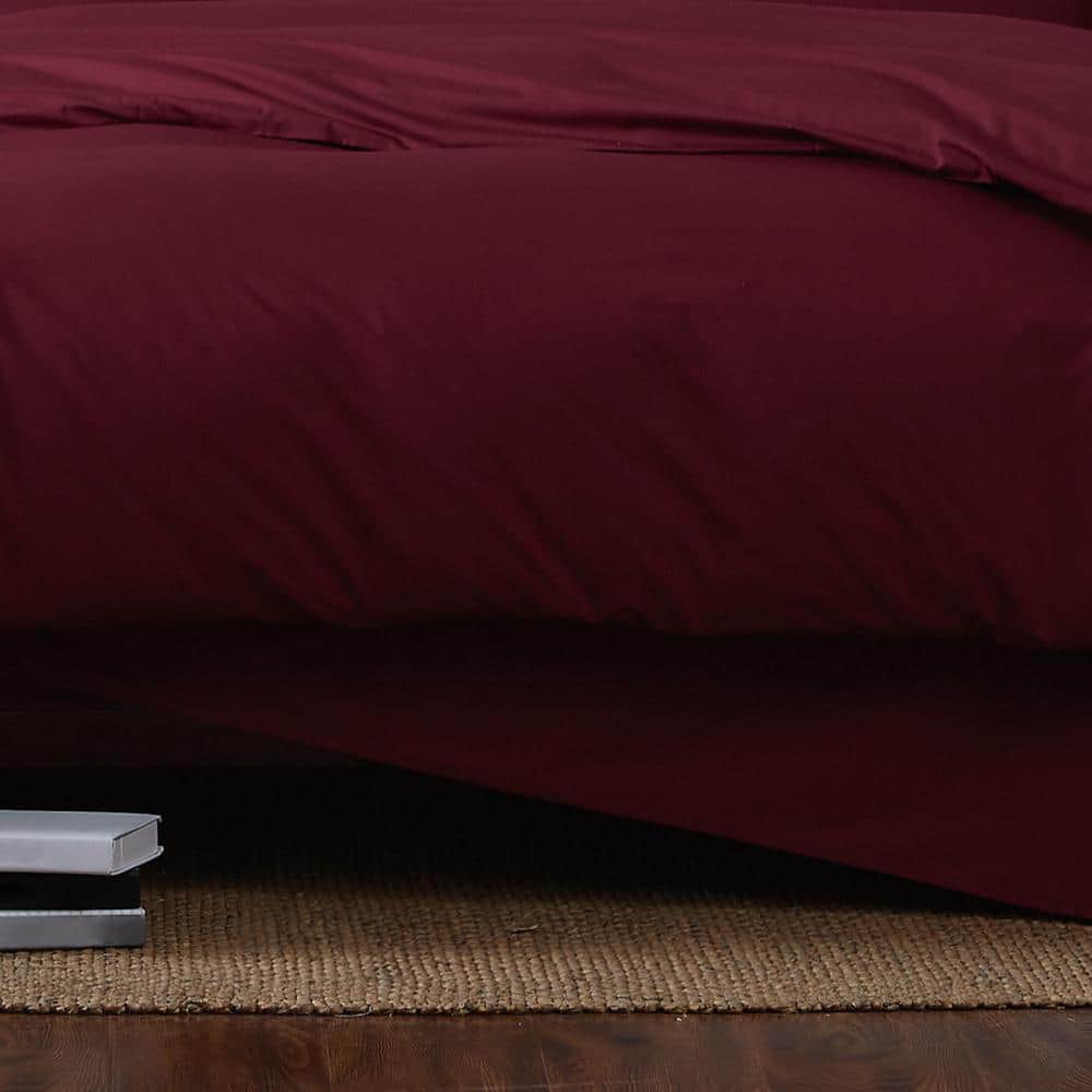 Burgundy Cotton King Duvet Set with Button Closure
