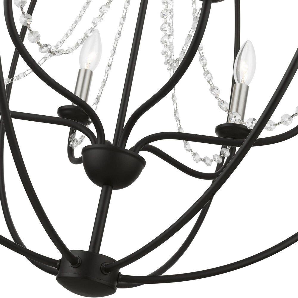 Arabella 6-Light Black and Nickel Crystal Globe Pendant