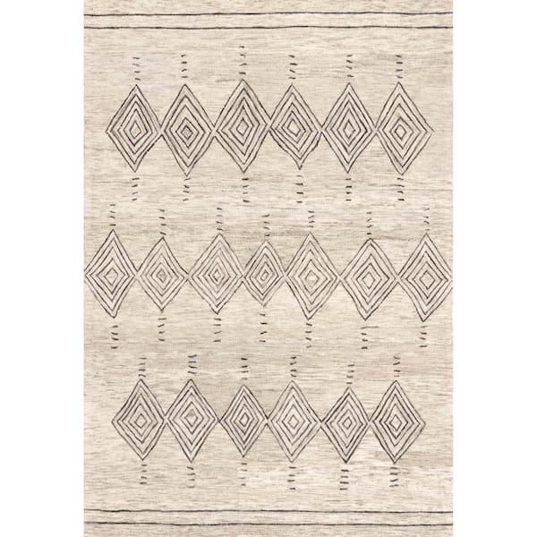 nuLOOM Bari Ivory 5 ft. x 8 ft. Tribal Wool Area Rug