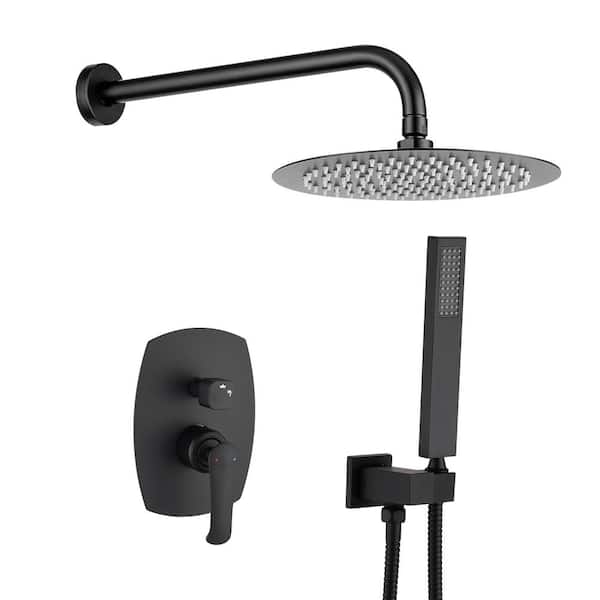 YASINU 1-Spray Wall Bar Shower Kit with Hand Shower in Matte Black