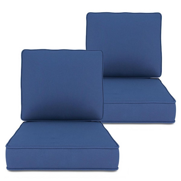 23 in. x 24 in. x 4 in. 4 Piece High-Density Foam Deep Seat Patio Cushions, Fade Resistant Outdoor Cushions in Blue