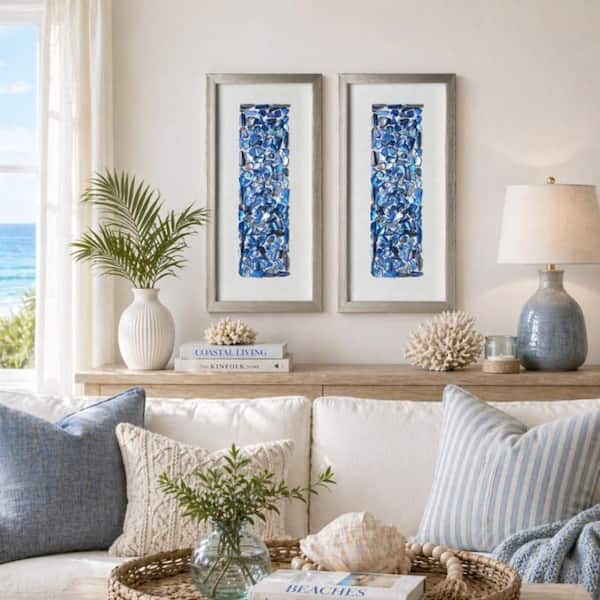 American Art Decor 3D Seashell Glass Mosaic Coastal Beach Wall Art