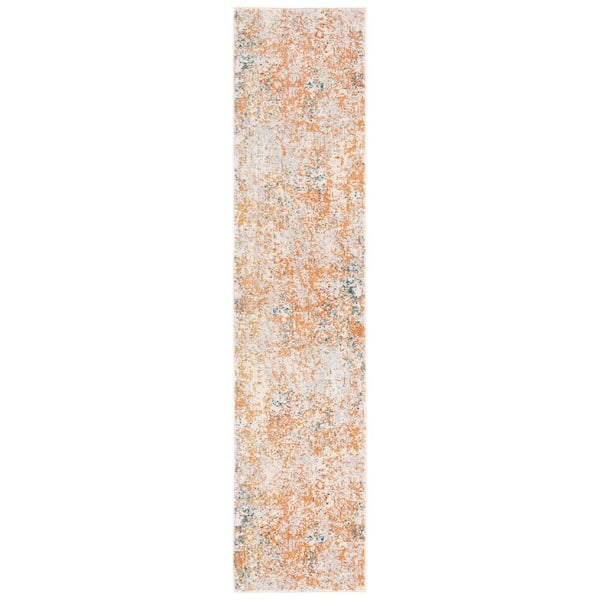 SAFAVIEH Madison Ivory/Orange 2 ft. x 6 ft. Geometric Abstract Runner Rug
