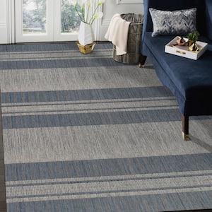 Maryland 4 ft. X 6 ft. Blue Striped Area Rug