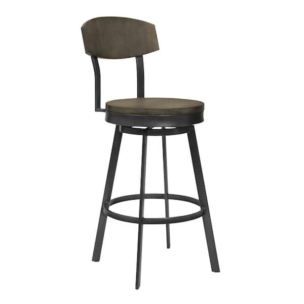 Armen Living Conway 38 in. Grey Walnut Bar Stool