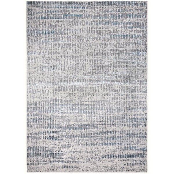 HomeRoots 8 ft. x 10 ft. Ivory, Gray, Blue Abstract Area Rug